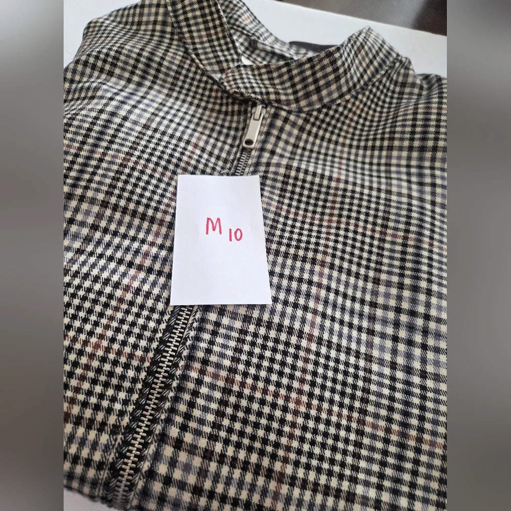 Denim & Flower Checkered Zip-Up Windbreaker Jacket Sz.L